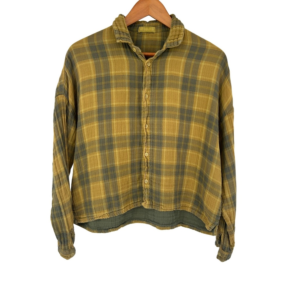 CP Shades Ramona Shirt Plaid Cropped Womens XS Cotton‎ Button